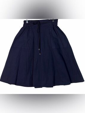 Women's Navy Drawstring Circle Skirt